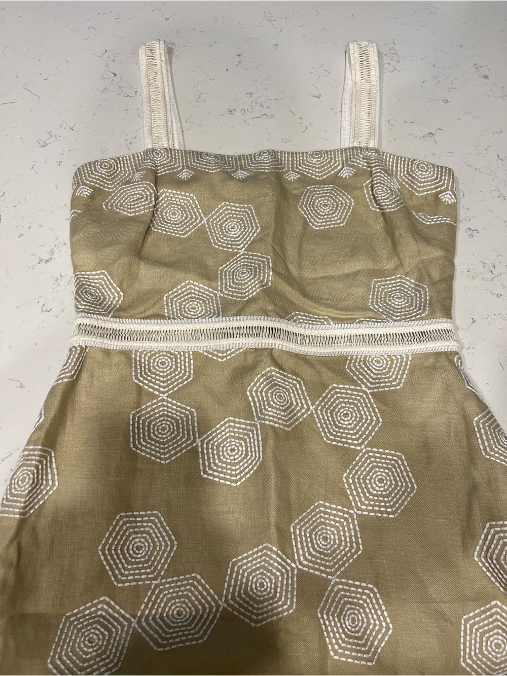 Alexis Delanna Ladder-stitch Mermaid Dress In Beige Embroidery Size Small - Picture 4 of 9